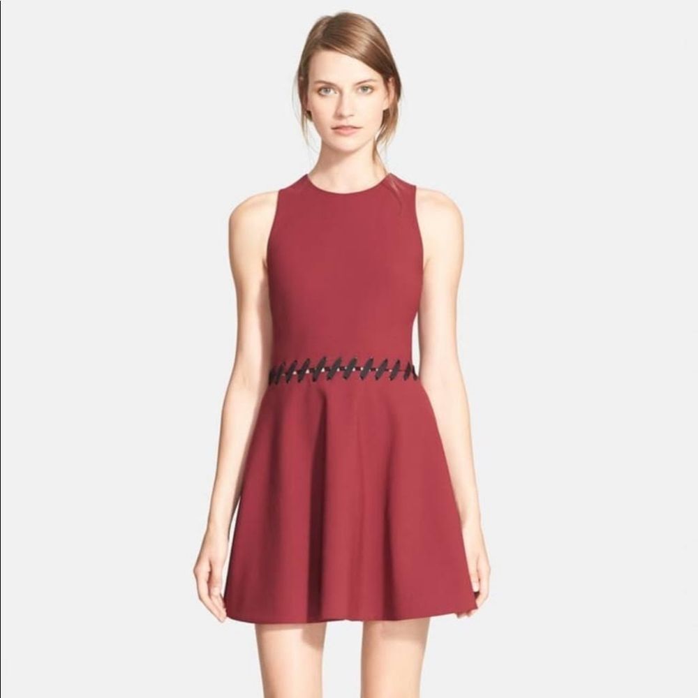 Elizabeth and James Carter Lace Up Skater Dress in Burgundy Maroon Size 8